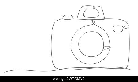 Kamera eine Zeilenzeichnung isoliert auf weißem Hintergrund Stock Vektor