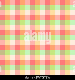 Nahtloses Karomuster in Pink, Grün und Orange. Kreatives, lebendiges, trendiges Hintergrunddesign mit Schottenmuster für Kinder. Abstraktes trendiges Gingham-Karo. Stock Vektor