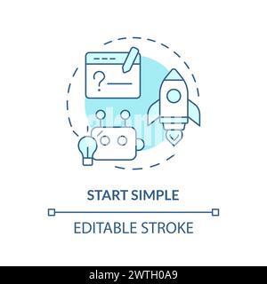 Einfaches, sanftes blaues Konzeptsymbol starten Stock Vektor
