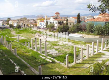 Die Überreste der römischen Agora, die während der römischen Zeit in Athen erbaut wurde Stockfoto