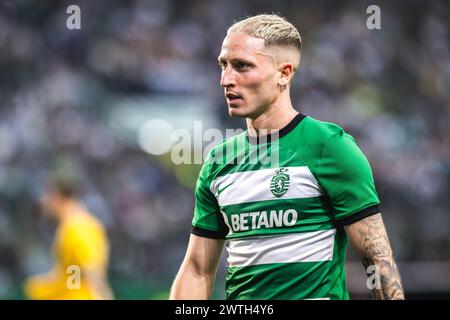 Lissabon, Portugal. März 2024. Nuno Santos von Sporting CP wurde während des Liga Portugal Betclic-Spiels zwischen Sporting CP und Boavista FC bei Estadio Jose Alvalade gesehen. (Endstand: Sporting CP 6 - 1 Boavista FC) Credit: SOPA Images Limited/Alamy Live News Stockfoto