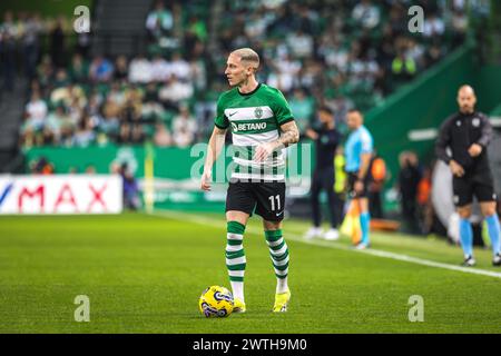 Lissabon, Portugal. März 2024. Nuno Santos von Sporting CP im Spiel der Liga Portugal Betclic zwischen Sporting CP und Boavista FC bei Estadio Jose Alvalade. (Endpunktzahl: Sporting CP 6 - 1 Boavista FC) (Foto: Henrique Casinhas/SOPA Images/SIPA USA) Credit: SIPA USA/Alamy Live News Stockfoto