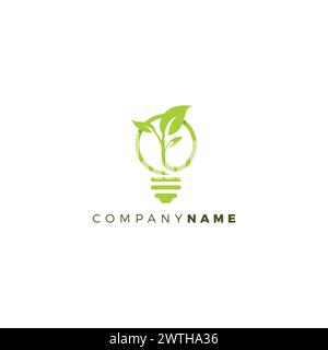Logo Der Öko-Lampe. Lampen-Leaf-Logo Stock Vektor