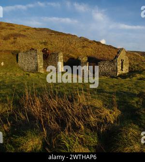 Früher Mangan, Mine, Porth Ysgo, Aberdaron, Nordwales, Vereinigtes Königreich, Stockfoto