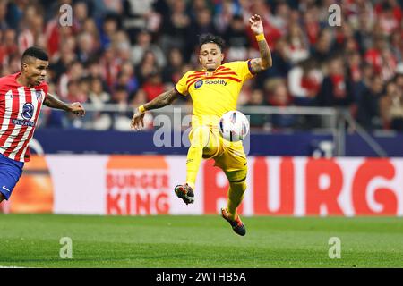 Madrid, Spanien. März 2024. Raphinha (Barcelona) Fußball/Fußball : spanisches Spiel "LaLiga EA Sports" zwischen Club Atletico de Madrid 0-3 FC Barcelona im Estadio Civitas Metropolitano in Madrid, Spanien. Quelle: Mutsu Kawamori/AFLO/Alamy Live News Stockfoto