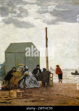 Eugène Boudin, der Strand von Deauville, Ölgemälde auf Tafel, 1864 Stockfoto