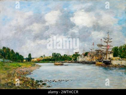 Eugène Boudin, Blick auf den Hafen von Saint-Valéry-sur-Somme, Landschaftsgemälde in Öl auf Leinwand, 1891 Stockfoto