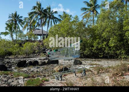 Verlassener Supermarkt-Trolley, Airlie Beach, Queensland, Australien Stockfoto