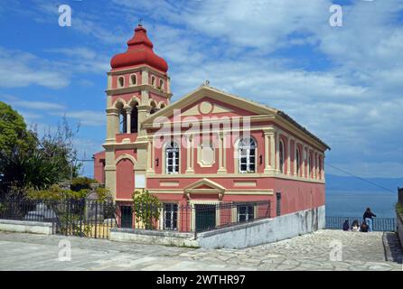 Griechenland, Insel Korfu, Kerkyra (Stadt Korfu): Panagia Mandrakina, eine kleine griechisch-orthodoxe Kirche auf der Spianada, nahm ihre heutige Form 1950 n. chr. an Stockfoto