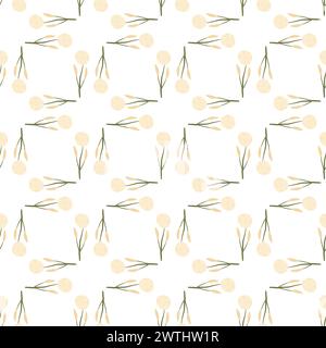 Abstraktes, einfaches, geometrisches Blumenmuster. Von Hand gezeichneter, endloser Hintergrund mit Blumenmuster. Botanischer Kritzeldeckel. Illustration der Vektorabwicklung. Stock Vektor