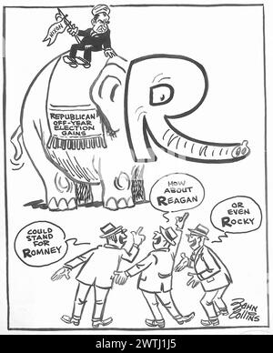 Cartoon - die nicht so blinden Männer und der Elefant. John Collins (1917-2007) Stockfoto