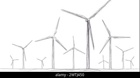 Windenergie. Windenergieanlage. Nachhaltiges oder umweltfreundliches Stromkonzept. Stock Vektor