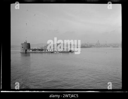 Fort Denison, auch bekannt als „Pinchgut Island“, Sydney Harbour Nitrat-negative, Schwarzweiß-negative Stockfoto