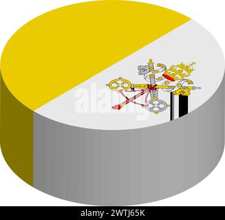 Vatikanstadtflagge - isometrischer 3D-Kreis isoliert auf weißem Hintergrund. Vektorobjekt. Stock Vektor