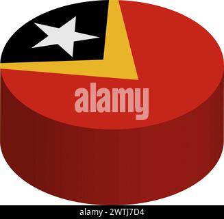 Osttimor-Flagge - isometrischer 3D-Kreis isoliert auf weißem Hintergrund. Vektorobjekt. Stock Vektor