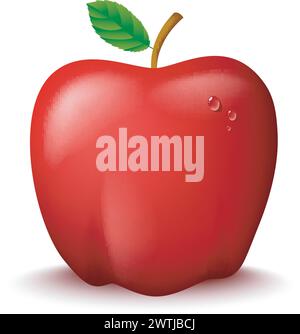 Frischer Roter Apfel, Vektor-Illustration Stock Vektor