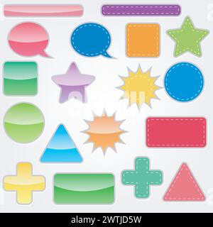 Zusammengenähte und glänzende Webelemente oder Business Collection Sets, Vektorillustration Stock Vektor