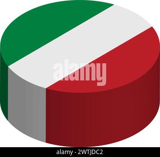 Italien-Flagge – isometrischer 3D-Kreis isoliert auf weißem Hintergrund. Vektorobjekt. Stock Vektor