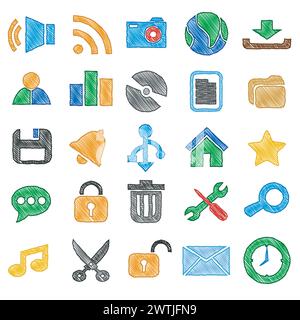 Desktop-Symbol Stiftschattierung Effektsets, Vektorillustration Stock Vektor