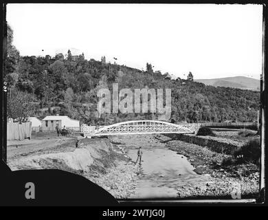 Wasserbrücke von Leith (die Godbys) Dunedin feuchte Kollodeonnegative, Schwarzweiß-negative Stockfoto