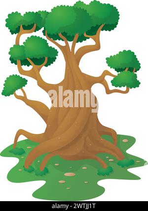 Großer Einsamer Baum-Cartoon, Vektor-Illustration Stock Vektor