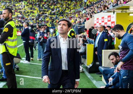 Marcelino Garcia, Cheftrainer von Villarreal während des Fußballspiels der spanischen Meisterschaft La Liga zwischen Villarreal CF und Valencia CF am 17. März 2024 im Estadio de la Ceramica in Villarreal, Spanien Stockfoto