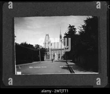 Kopie einer Fotografie, die das Canterbury Museum mit Gelatine, silbernen Negativen, Schwarzweiß-Negativen, Kopien zeigt Stockfoto