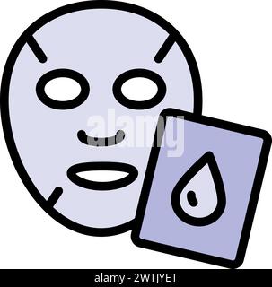 Symbol für die Farbe der Blattmaske. Wasserstoffmaske. Hautpflegeverfahren. Schönheitsbehandlung im Gesicht. Kosmetik, Make-up. Einfache flache Abbildung. Vektorisolierter Drawin Stock Vektor