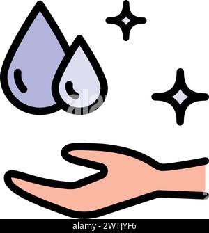 Feuchtigkeitsspendende Creme, Rasiergel oder Seifenschaum mit Wassertropfen, Farbsymbol für Gesichtshaut und Hände oder Duschgel. Schaum- und Handsymbol, Flüssigseife und han Stock Vektor