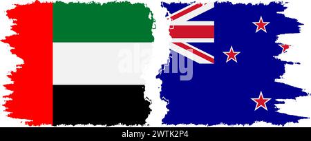 Neuseeland und Vereinigte Arabische Emirate Grunge Flags Verbindung, Vektor Stock Vektor