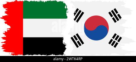 Südkorea und Vereinigte Arabische Emirate Grunge Flags Verbindung, Vektor Stock Vektor