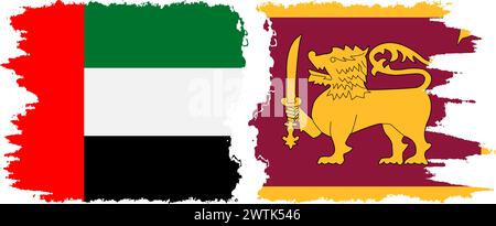 Sri Lanka und Vereinigte Arabische Emirate Grunge Flags Verbindung, Vektor Stock Vektor