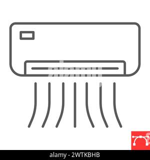 Klimaanlagen-Liniensymbol, Haushaltsgeräte und -Technologie, Klimatisierungssystem-Vektorsymbol, Vektorgrafiken, bearbeitbares Strichumrisszeichen, eps 10. Stock Vektor