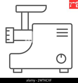 Fleischwolf Linie Icon, Haushaltsgeräte und Küchengeräte, elektrische Fleischwolf Vektor-Icon, Vektor-Grafiken, bearbeitbare Strichumrisszeichen, eps 10. Stock Vektor