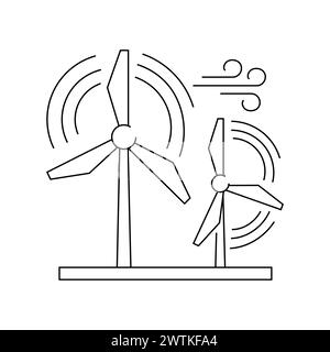 Symbol der werksseitigen Farblinie für Windräder. Erneuerbare Energiequellen. Vektorisoliertes Element. Bearbeitbare Kontur. Stock Vektor