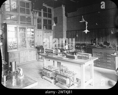 Transparenz – Electrical Lab, Macdonald Engineering Building, McGill University, Montreal, QC, etwa 1898 Stockfoto