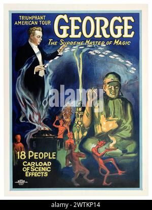 Magisches Poster - George der höchste Meister der Magie - Triumphant American Tour Stockfoto