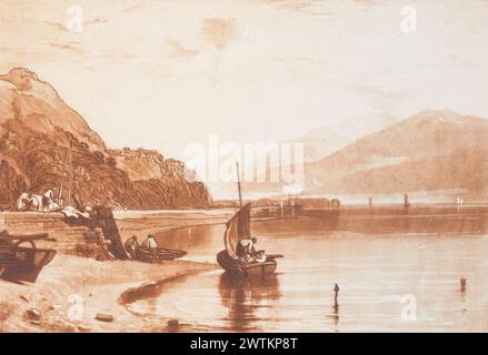 Inverary Pier, Loch Fyne, morgen früh. Drucke, Radierungen, Arbeiten auf Papier Stockfoto
