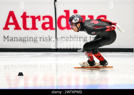 DANDJINOU William KANN am 17. März 2024 in der World Short Track Speed Skating Championship auf der 1000-m-Strecke von Rotterdam aus antreten. Foto von Phil Hutchinson. Nur redaktionelle Verwendung, Lizenz für kommerzielle Nutzung erforderlich. Keine Verwendung bei Wetten, Spielen oder Publikationen eines einzelnen Clubs/einer Liga/eines Spielers. Quelle: UK Sports Pics Ltd/Alamy Live News Stockfoto