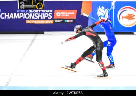 DANDJINOU William KANN sich im Finale der 1000-Meter-Strecke um den Sieg bei der World Short Track Speed Skating Championship am 17. März 2024 von Rotterdam aus erreichen. Foto von Phil Hutchinson. Nur redaktionelle Verwendung, Lizenz für kommerzielle Nutzung erforderlich. Keine Verwendung bei Wetten, Spielen oder Publikationen eines einzelnen Clubs/einer Liga/eines Spielers. Quelle: UK Sports Pics Ltd/Alamy Live News Stockfoto