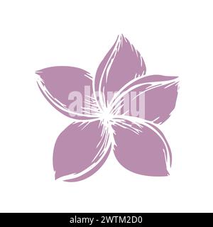 Tropische Silhouette der Vektor-Plumeria-Blume-Illustration auf isoliertem Hintergrund. Wunderschöne botanische handgemalte exotische Frangipani. Für Konstrukteure, Stock Vektor