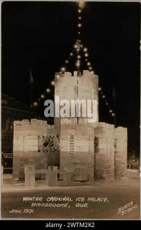 Gelatinedruck - Blick auf Winter Carnival Ice Palace, Sherbrooke, Quebec, 1931 Stockfoto