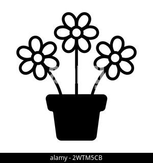 Blume im Blumentopf Symbol auf weißem Hintergrund Stock Vektor
