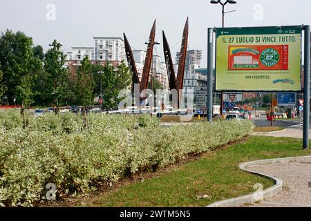 Turin, Brücke Amedeo IX il Beato. Blick von Süden nach Norden auf die Brücke im Viertel Parco Dora/Spina 3. Stockfoto