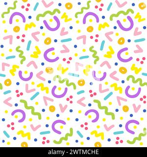 Squiggle Doodle Nahtloses Muster im 90s-Stil Stock Vektor