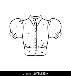 Bluse. Handgezeichneter Doodle-Stil. Vektorillustration isoliert auf weiß. Ausmalseite Stock Vektor
