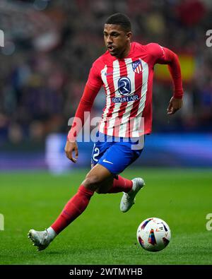 Madrid, Spanien. März 2024. Samuel Lino von Atletico de Madrid spielte während der La Liga EA Sports am 17. März 2024 im Civitas Metropolitano Stadium in Madrid, Spanien. (Foto: Cesar Cebolla/PRESSINPHOTO) Credit: PRESSINPHOTO SPORTS AGENCY/Alamy Live News Stockfoto