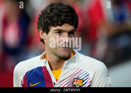 Madrid, Spanien. März 2024. Marcos Alonso vom FC Barcelona spielte während der La Liga EA Sports am 17. März 2024 im Civitas Metropolitano Stadion in Madrid, Spanien. (Foto: Cesar Cebolla/PRESSINPHOTO) Credit: PRESSINPHOTO SPORTS AGENCY/Alamy Live News Stockfoto