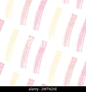 Pinselstreifen Linien nahtloses Muster. Buntstift-Ornament. Scribble Pinselstriche Vektorhintergrund. Handgezeichneter Marker, gekrümmte Linien. Farbige Bleistiftskala Stock Vektor