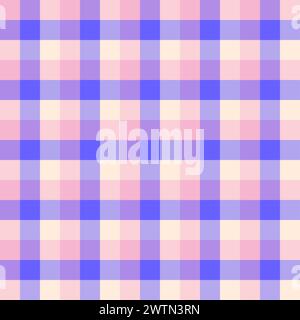 Nahtloses Karomuster in blauen und rosa Farben. Kreatives, lebendiges, trendiges Hintergrunddesign mit Schottenmuster für Kinder. Abstraktes trendiges Gingham-Karo. Stock Vektor